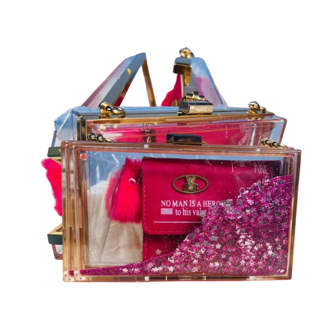 Sequined Transparent Clutch - Stylish PVC Box Bag for Parties & Weddings!