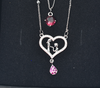 Pink Heart & Love Birds Asymmetric Chain Necklace – Punk Style Jewelry