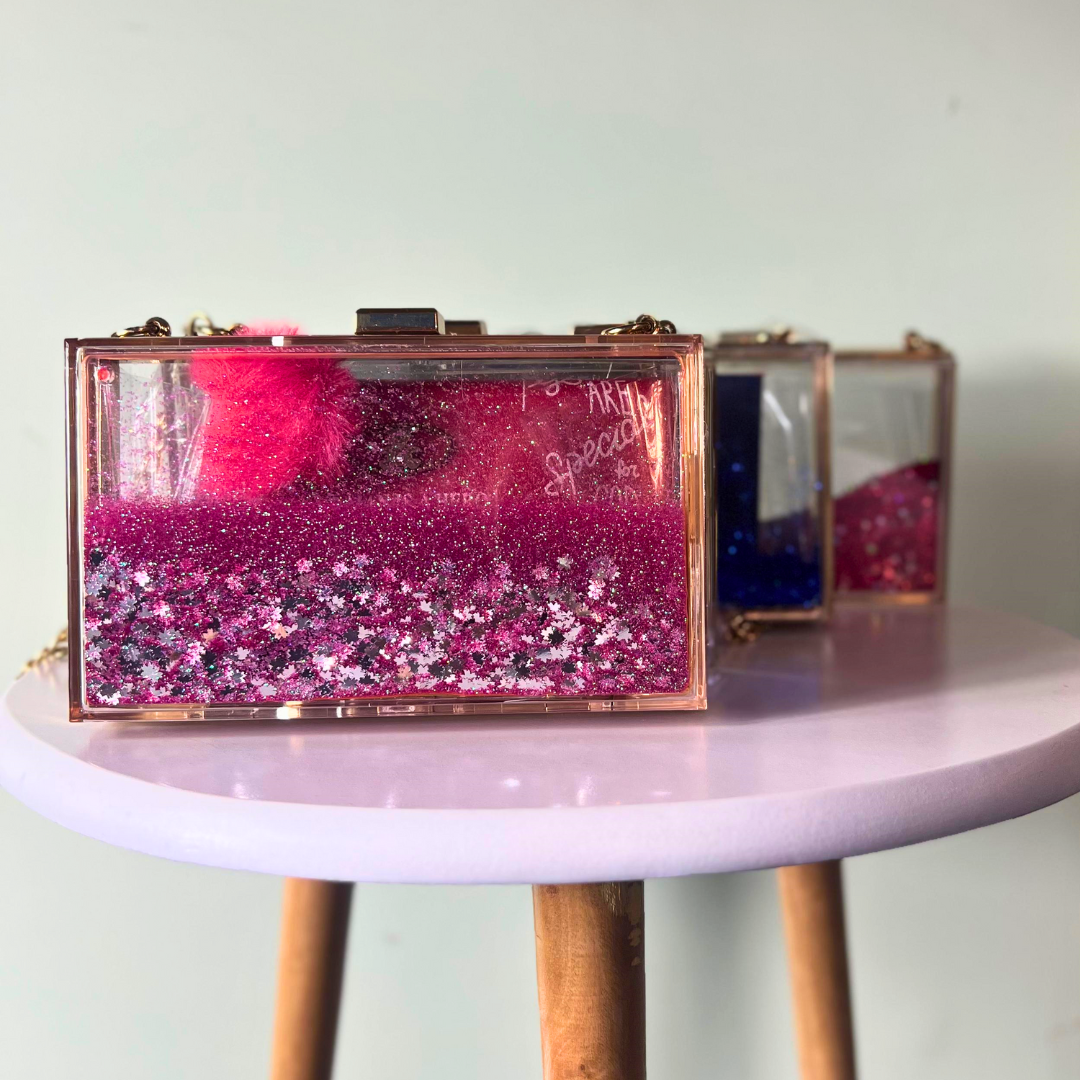 Sequined Transparent Clutch - Stylish PVC Box Bag for Parties & Weddings!