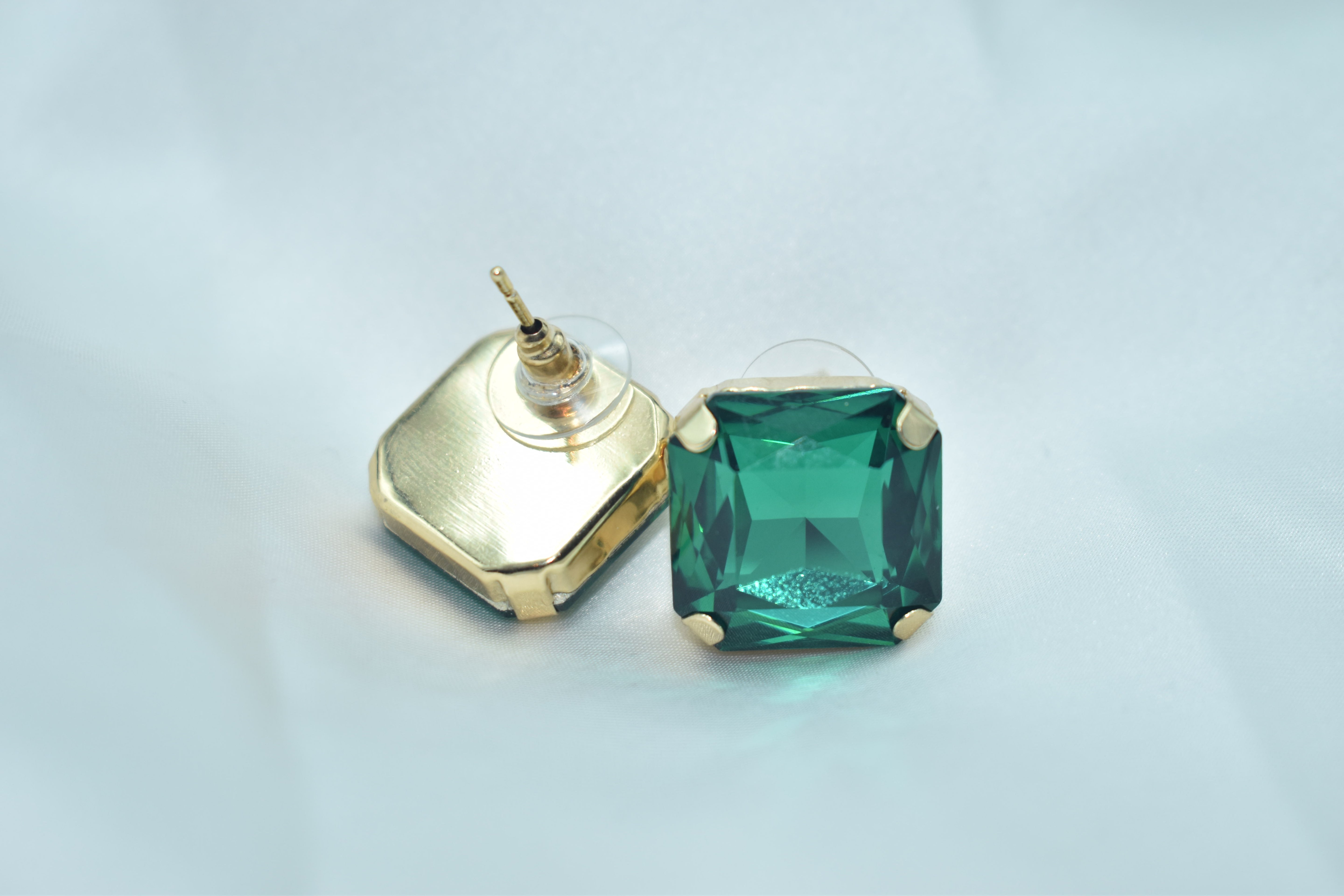 Square-Cut Crystal Stud Earrings