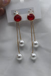 White Pearl Drop Earrings – Elegant Korean Style Jewelry