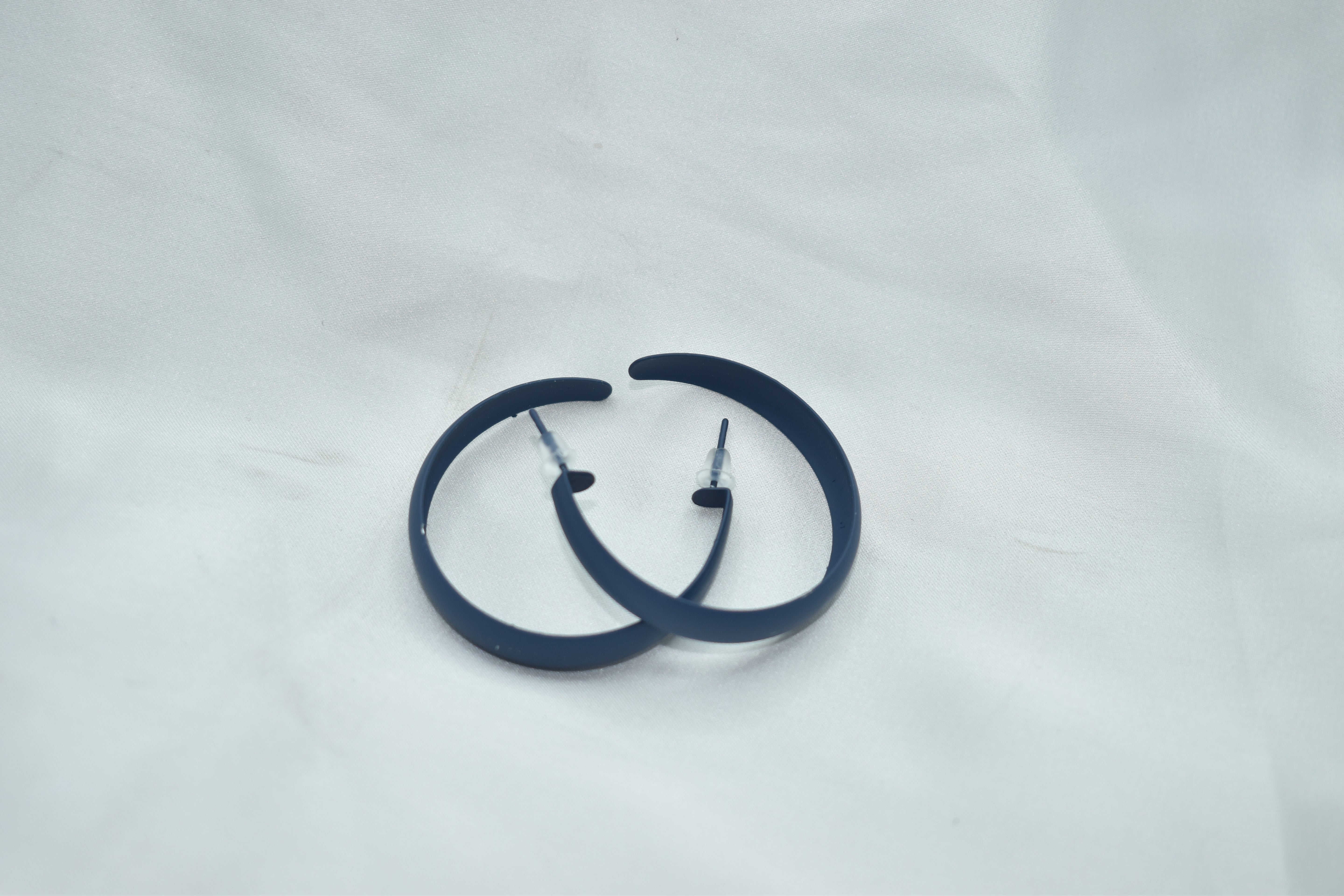 Denim Blue Large Tapered Marilyn Hoop Earrings and Hoops Set