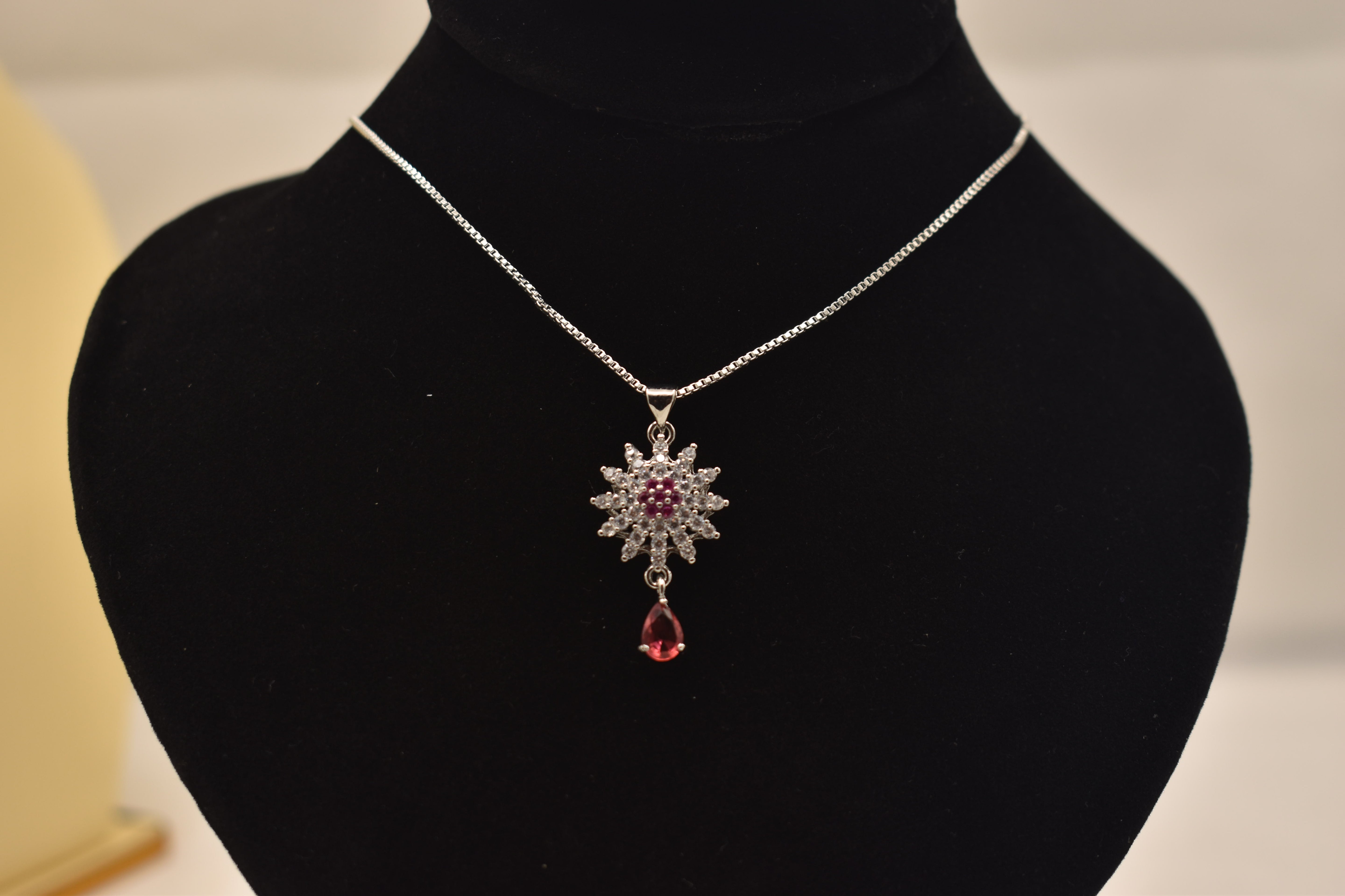 Onyx Flower Pendant Set with Silver Accents and Matching Bracelet