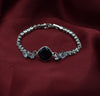 Silver Bracelet with Black and Clear Crystal Stones