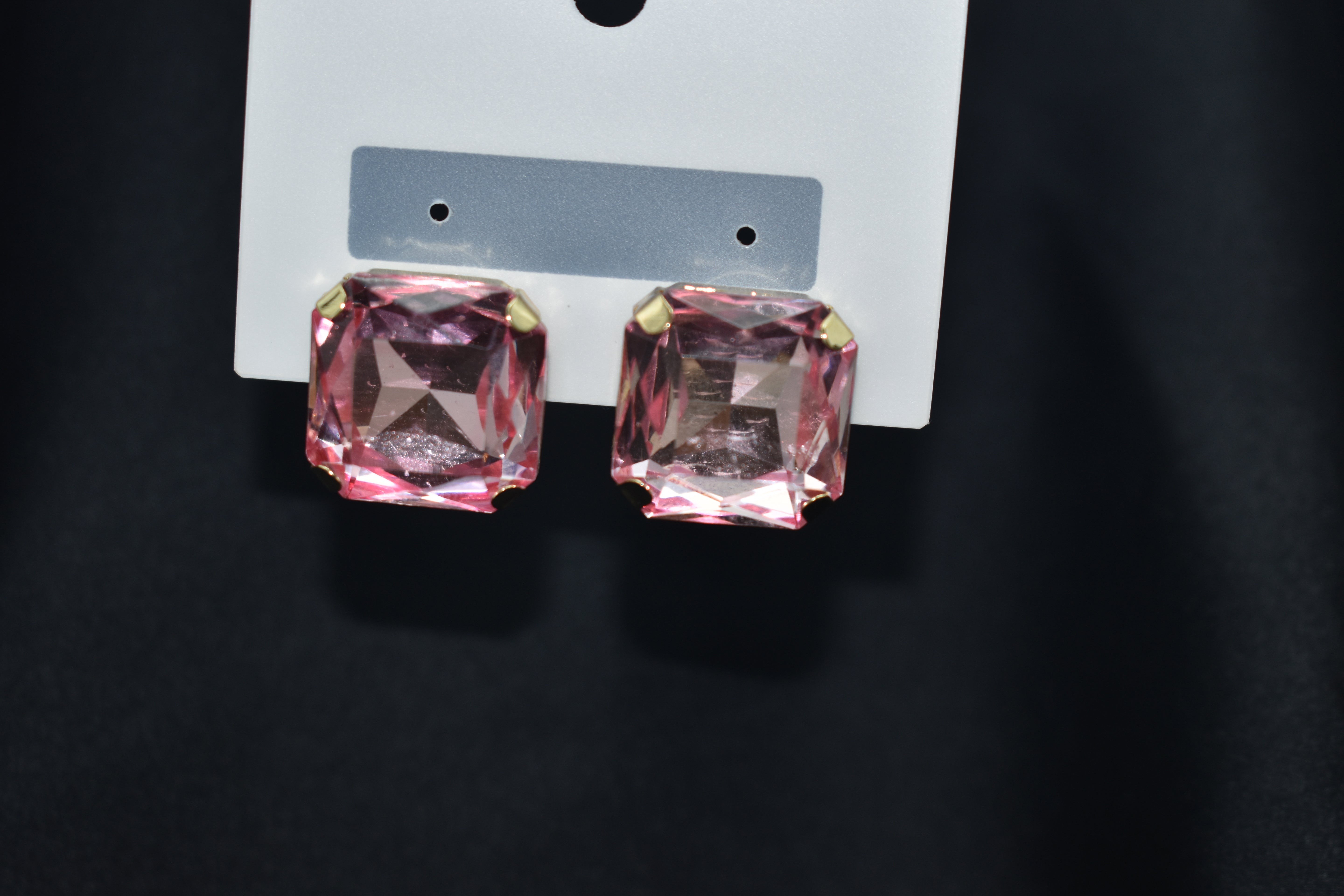 Square-Cut Crystal Stud Earrings