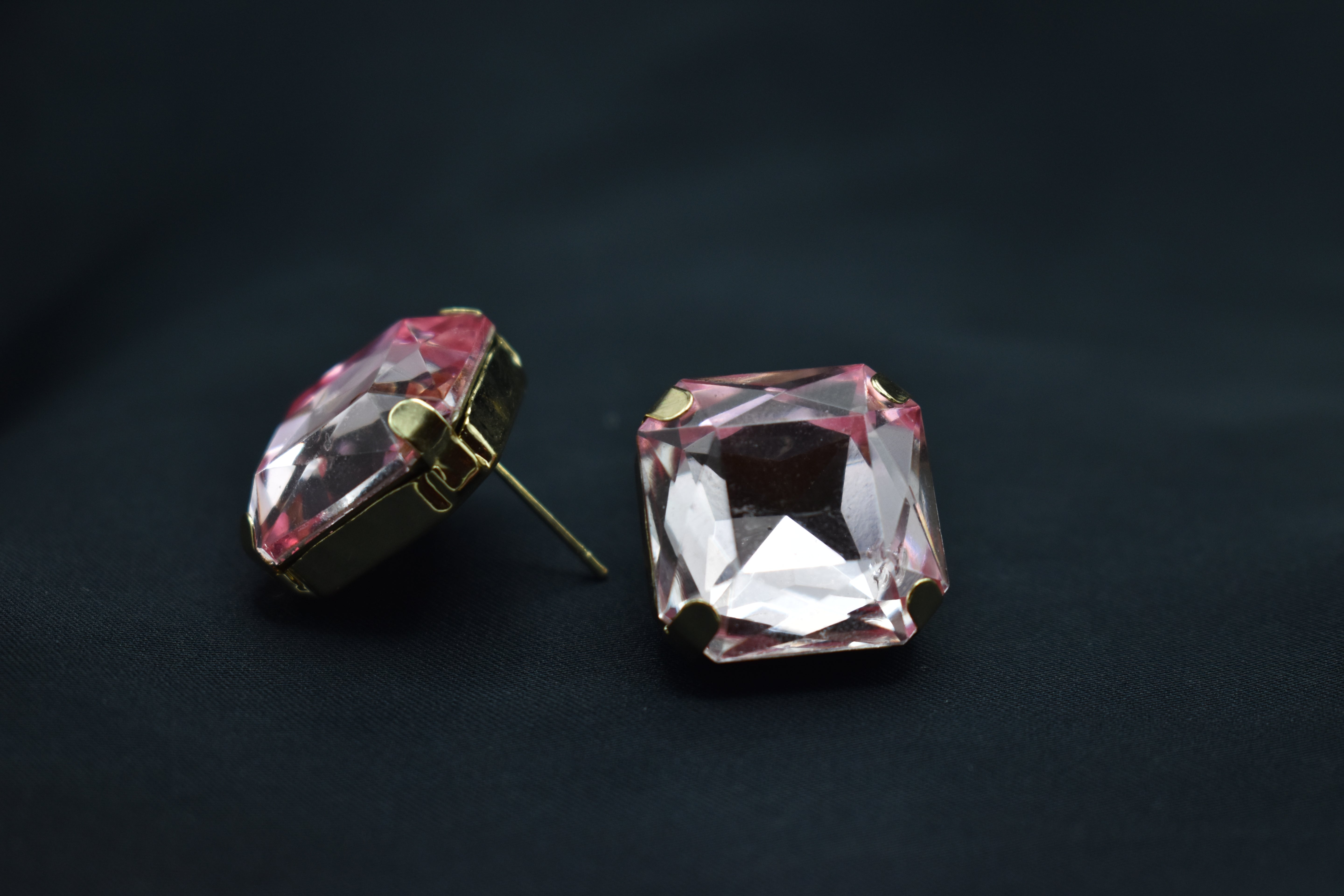 Square-Cut Crystal Stud Earrings