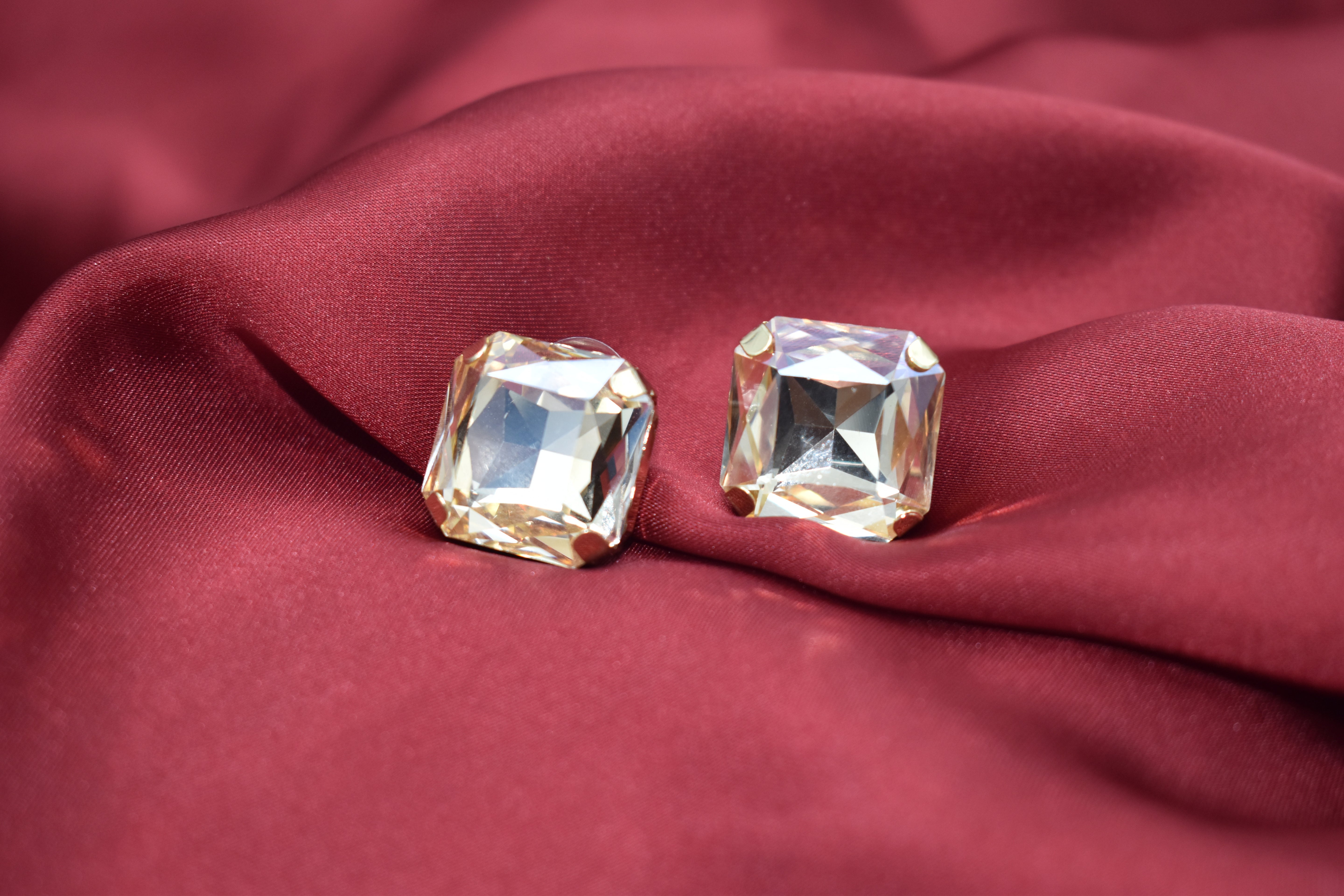 Square-Cut Crystal Stud Earrings