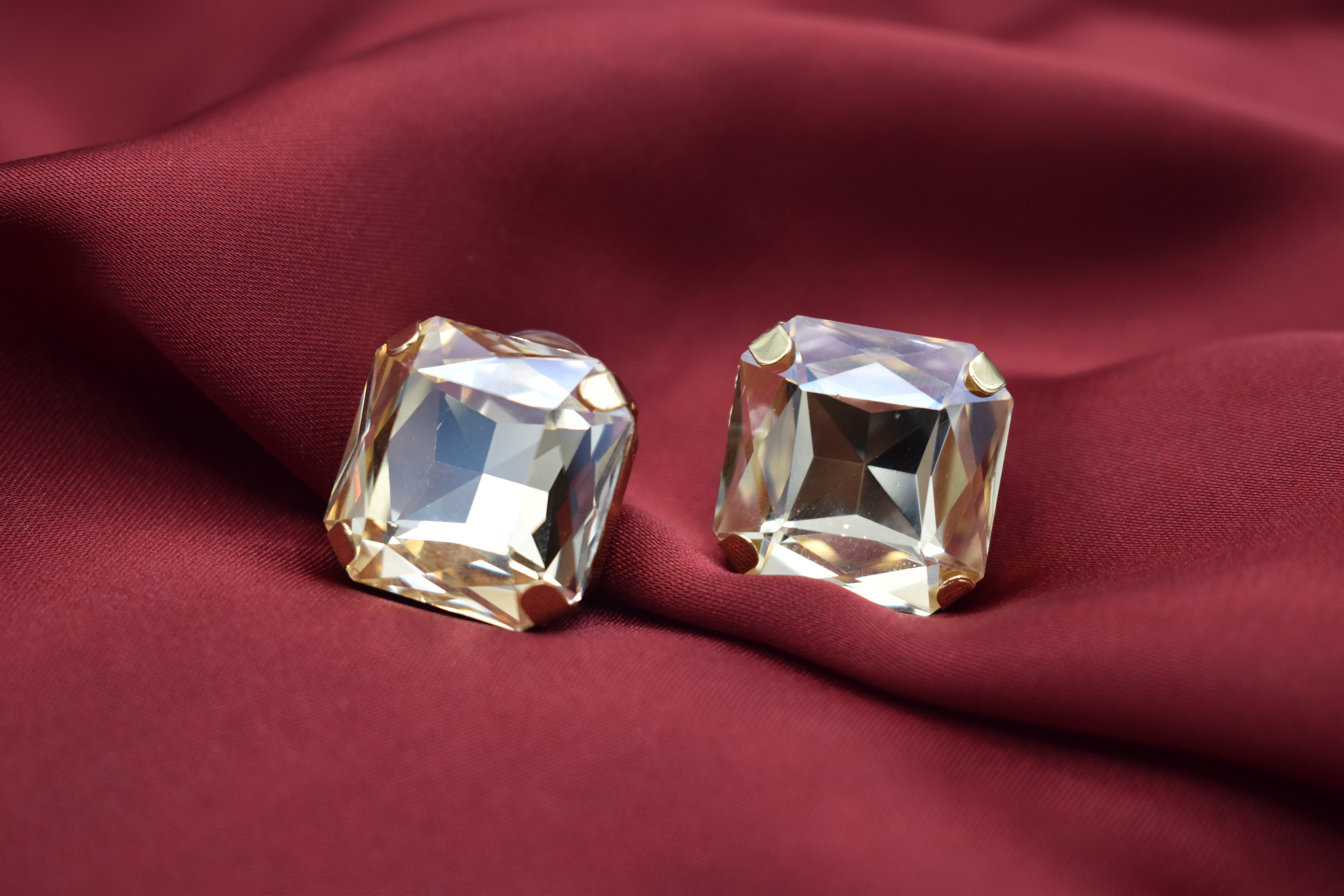 Square-Cut Crystal Stud Earrings