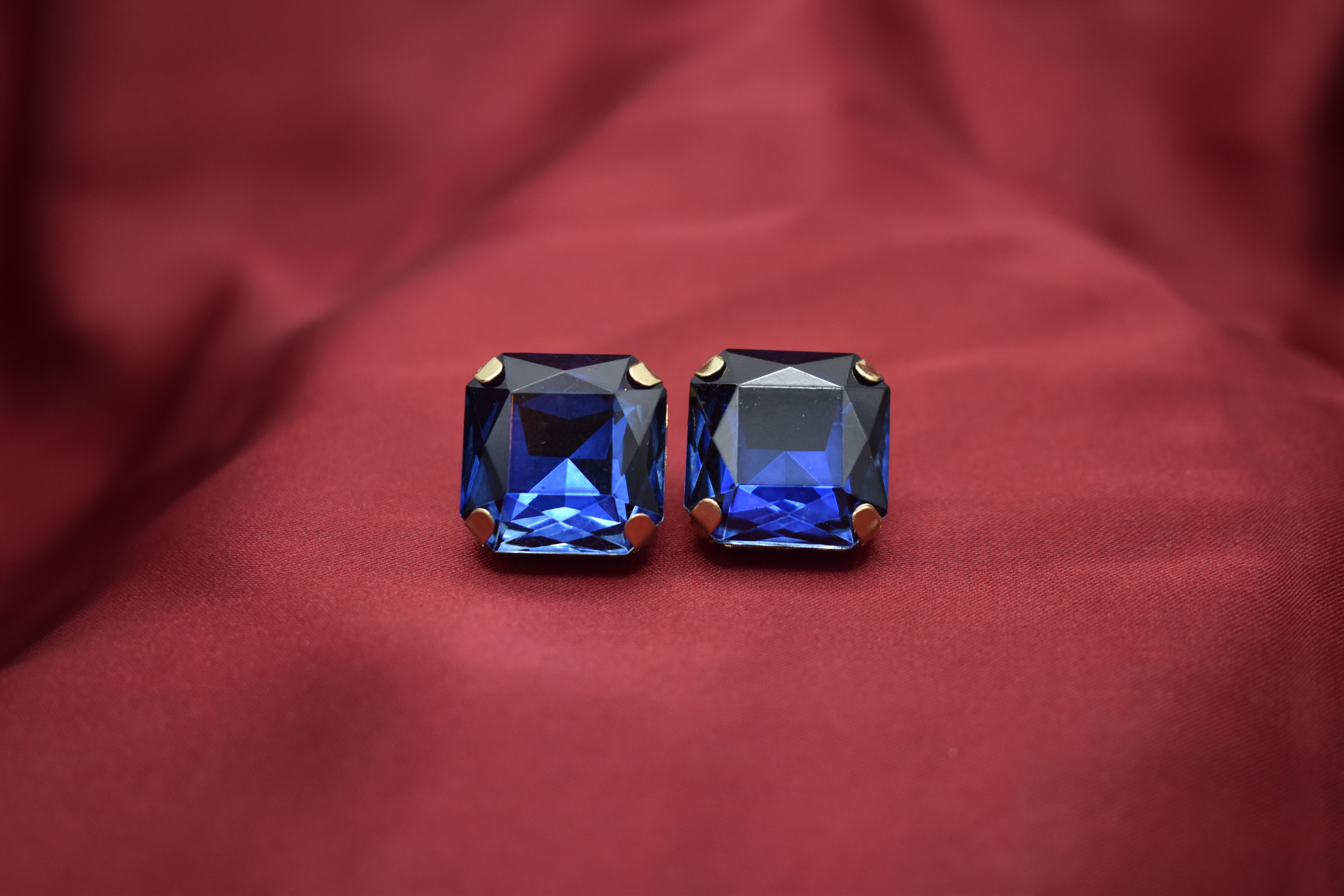 Square-Cut Crystal Stud Earrings