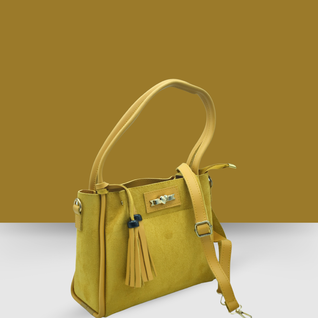 Mustard Yellow Leather Tote Handbag – Unique Textured Design for a Classy, Elegant Look