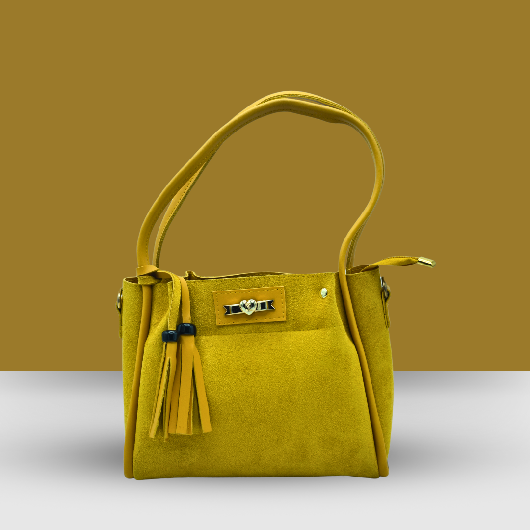 Mustard Yellow Leather Tote Handbag – Unique Textured Design for a Classy, Elegant Look