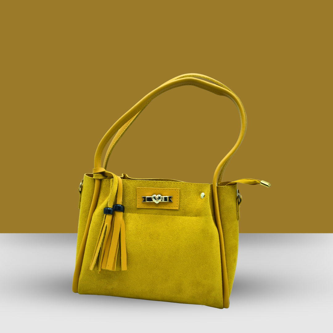 Mustard Yellow Leather Tote Handbag – Unique Textured Design for a Classy, Elegant Look