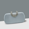 Silver Shimmer  Bridal Clutch with Gem Buckle – Elegant Evening Purse for Women