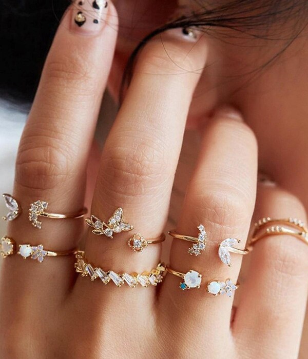 Stylish Gold-Plated  Free Size Rings Set – Elegant and Versatile Designs