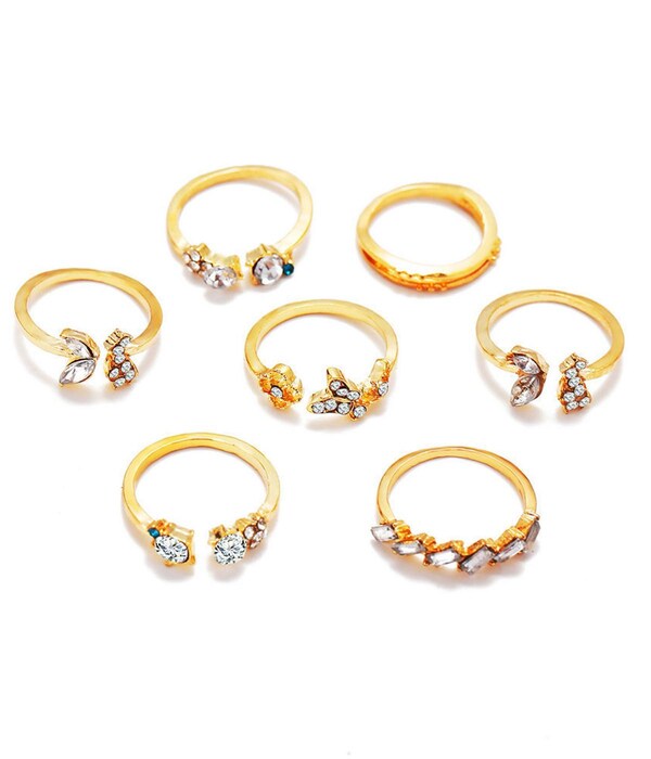 Stylish Gold-Plated  Free Size Rings Set – Elegant and Versatile Designs